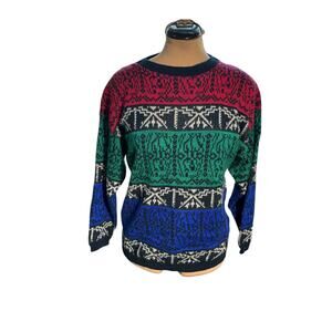 Garland Vintage Sweater Sz. M - Colorful, 90s, Knit, Pattern, Quirky, Abstract
